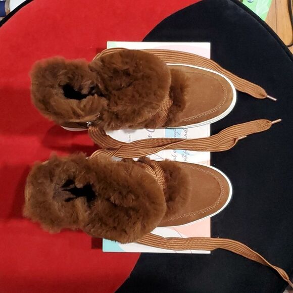 Steve Madden Wharton Suede Wedge Fur Boots Size 9 - Picture 5 of 14